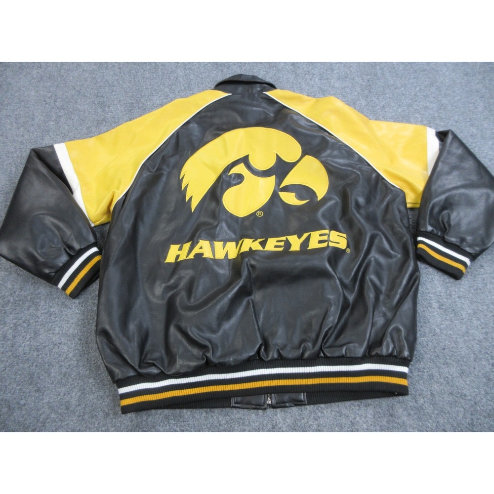 Iowa Hawkeyes Jacket Mens XL Black NCAA Football G-III Sports Faux Leather